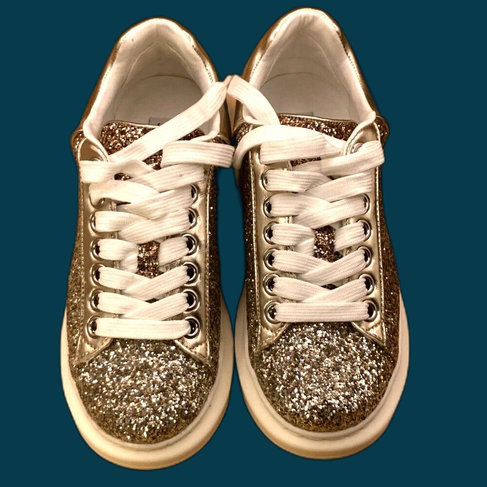 Steve Madden Glacer G Glitter Multi color Sparkle Lace up Women's shoes 7M